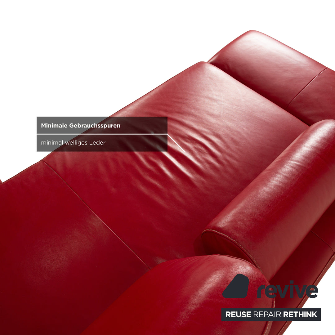 Willi Schillig Leder Ecksofa Rot manuelle Funktion Sofa Couch