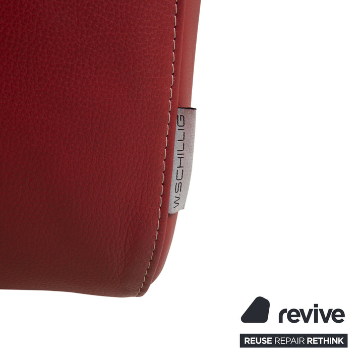 Willi Schillig Leder Ecksofa Rot manuelle Funktion Sofa Couch