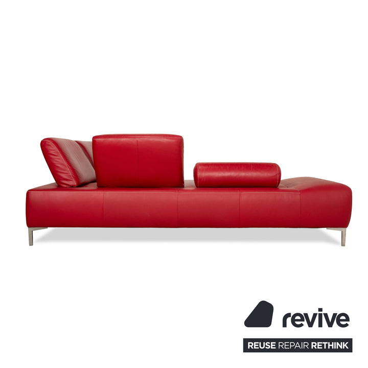 Willi Schillig Leder Ecksofa Rot manuelle Funktion Sofa Couch