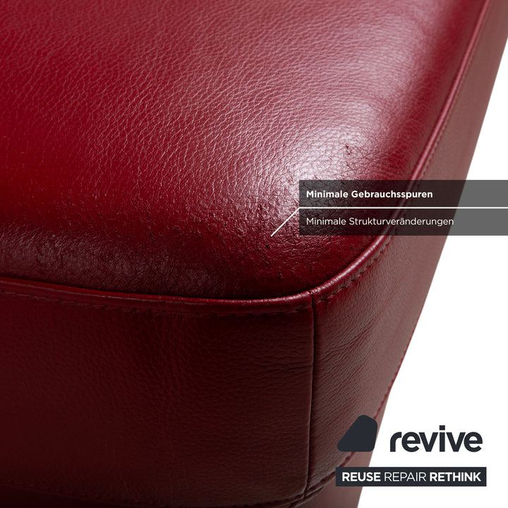 Willi Schillig Leder Ecksofa Rot manuelle Funktion Sofa Couch