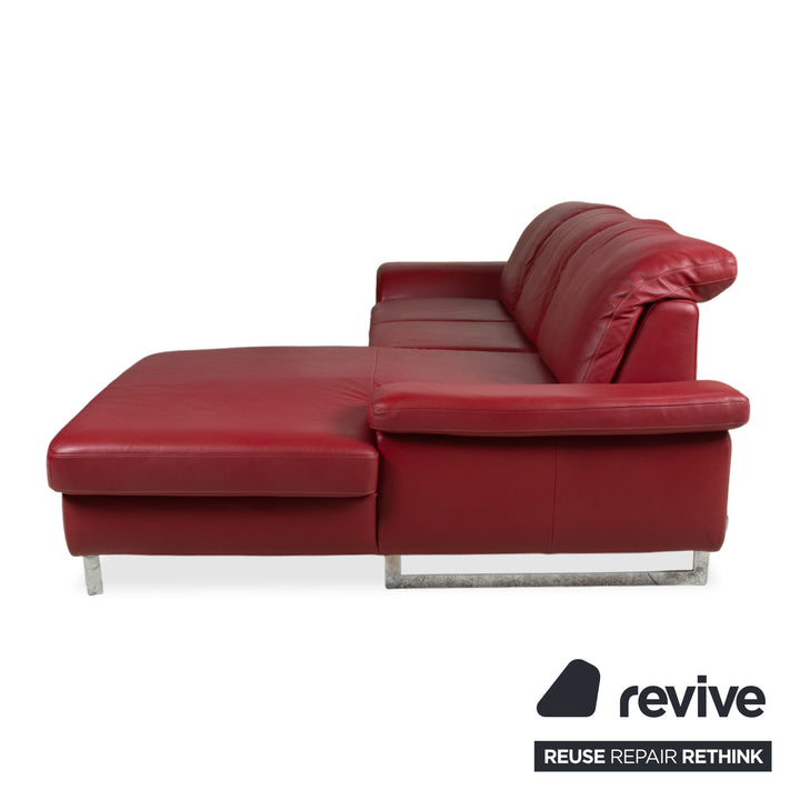 Willi Schillig Leder Ecksofa Rot manuelle Funktion Sofa Couch