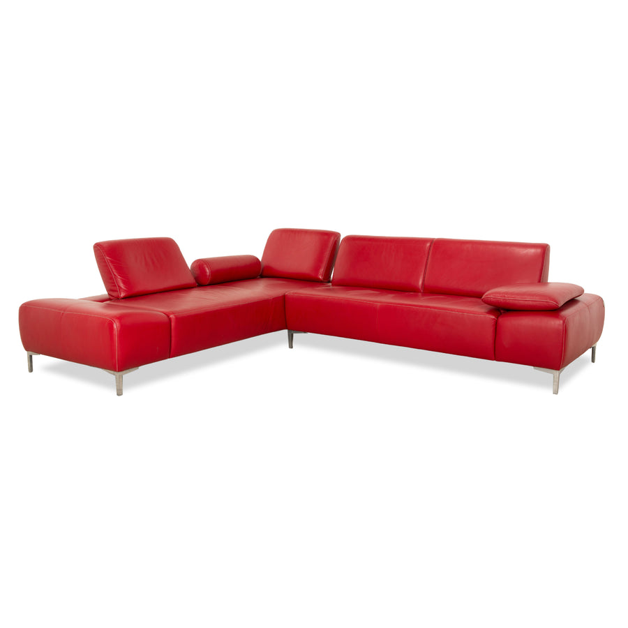 Willi Schillig Leder Ecksofa Rot manuelle Funktion Sofa Couch