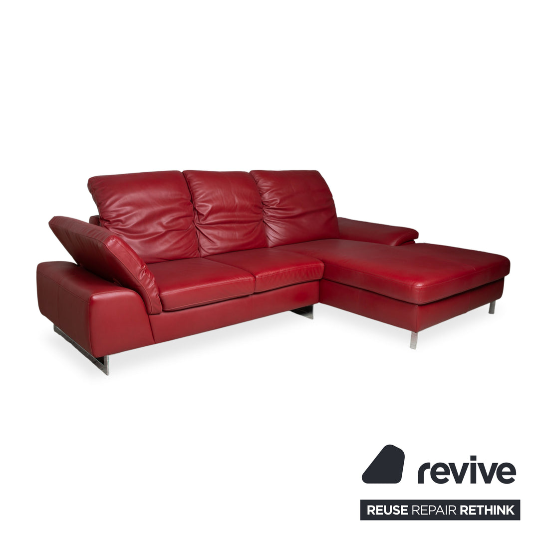 Willi Schillig Leder Ecksofa Rot manuelle Funktion Sofa Couch
