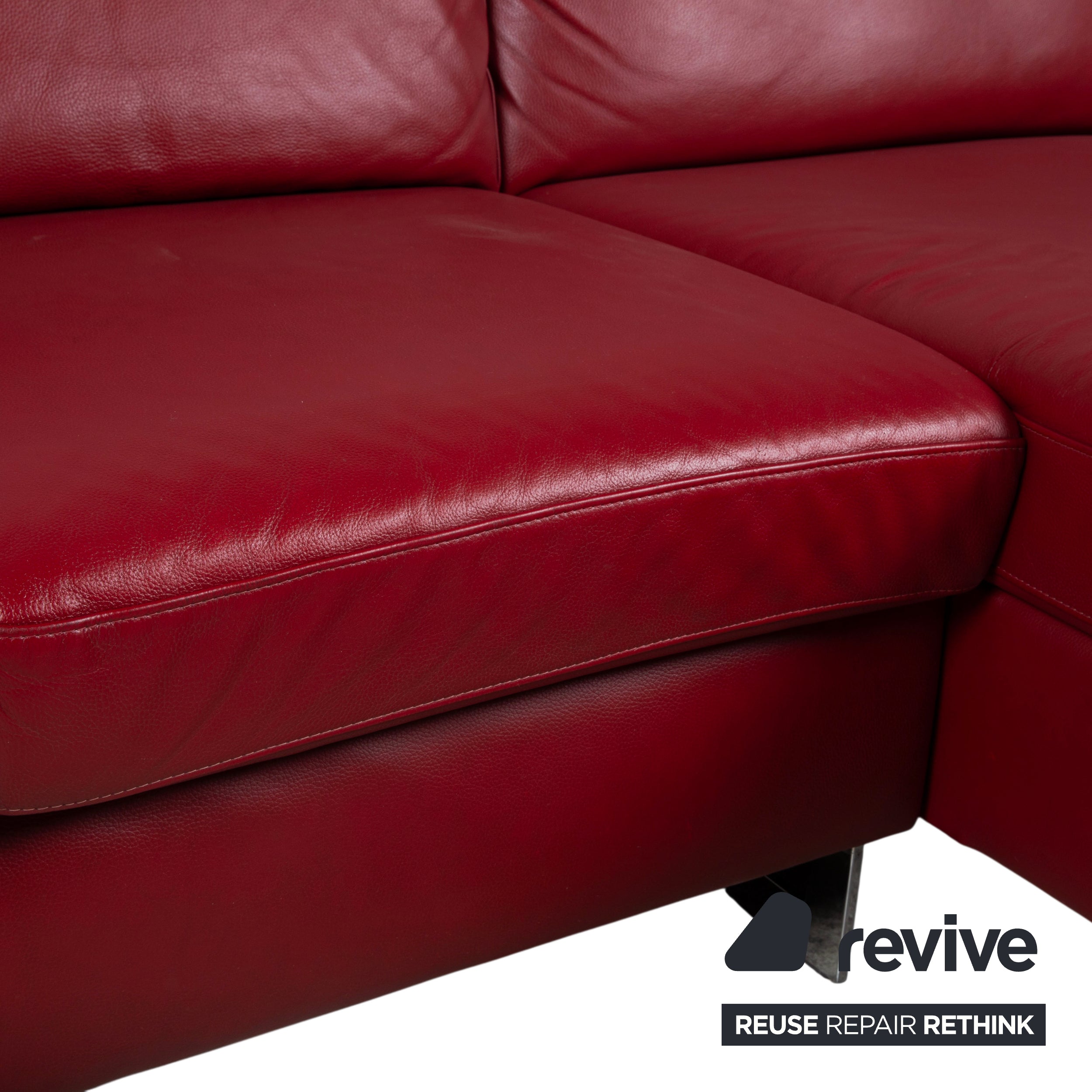 Willi Schillig Leder Ecksofa Rot manuelle Funktion Sofa Couch