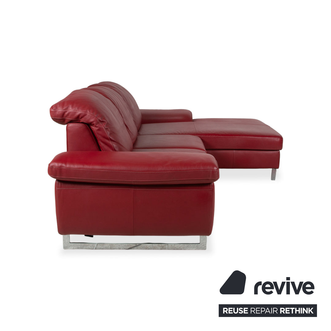 Willi Schillig Leder Ecksofa Rot manuelle Funktion Sofa Couch