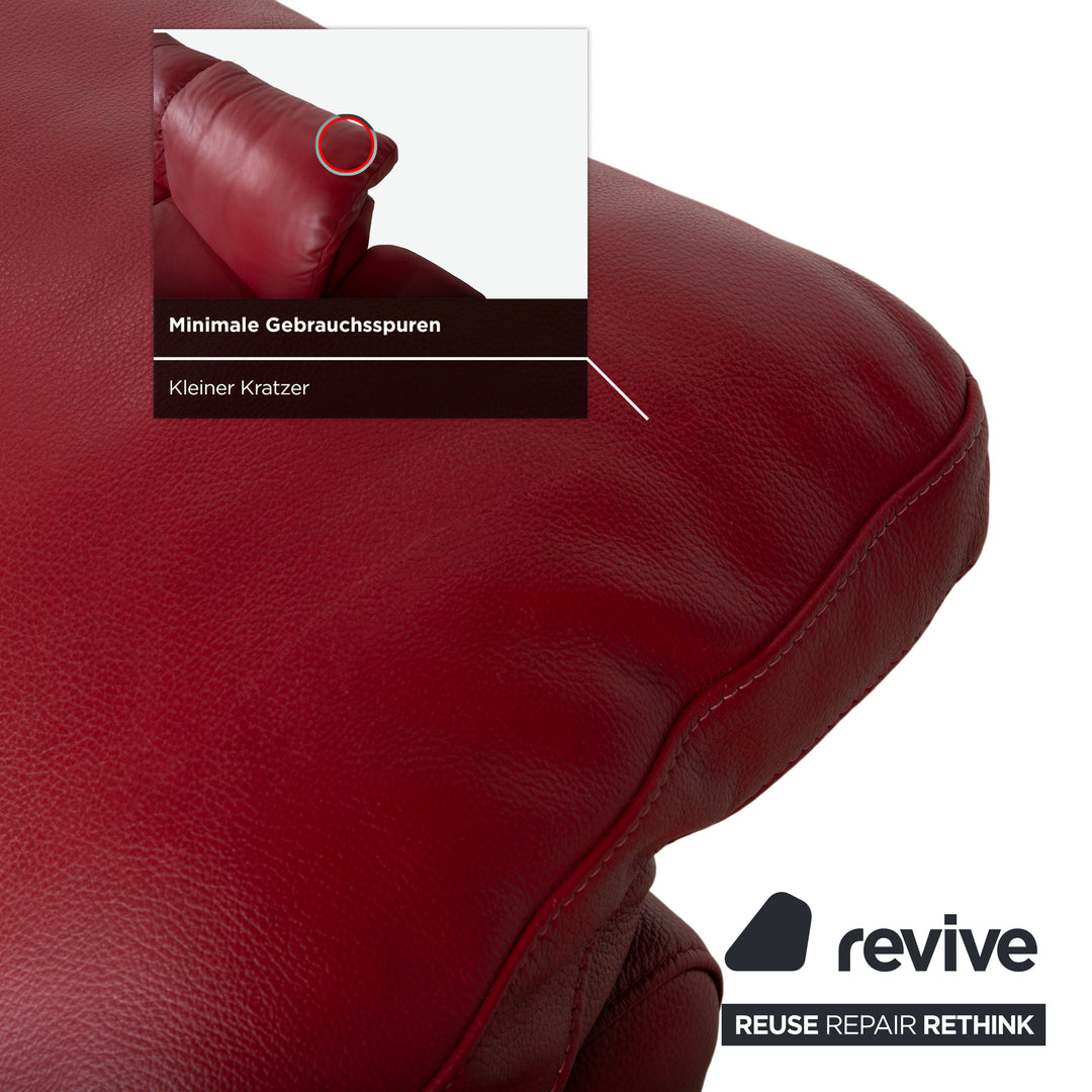 Willi Schillig Leder Ecksofa Rot manuelle Funktion Sofa Couch