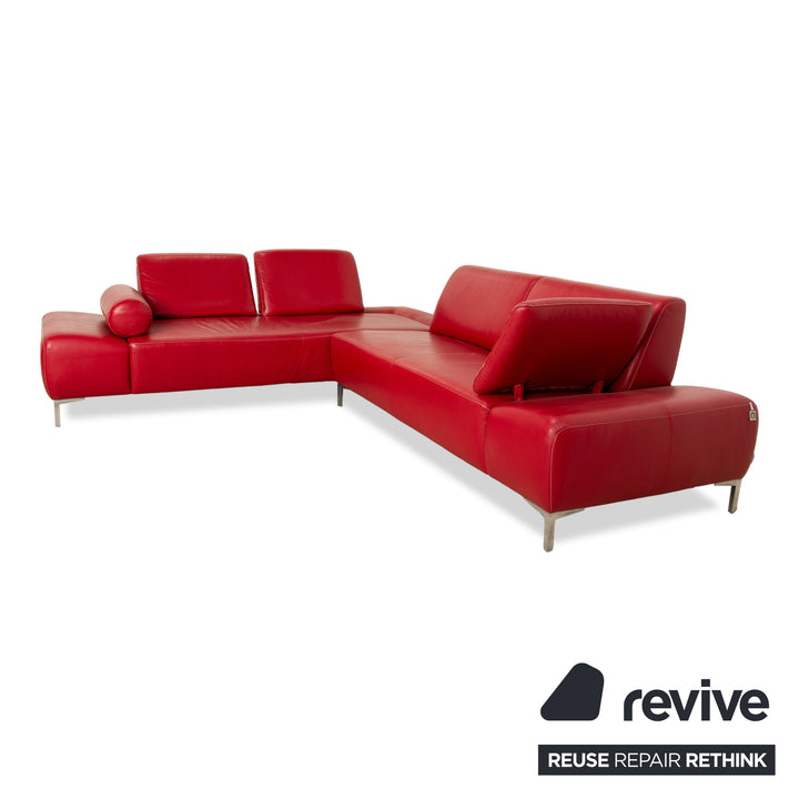 Willi Schillig Leder Ecksofa Rot manuelle Funktion Sofa Couch