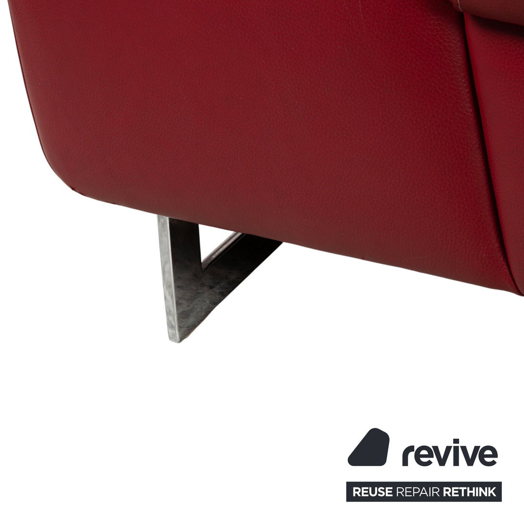 Willi Schillig Leder Ecksofa Rot manuelle Funktion Sofa Couch