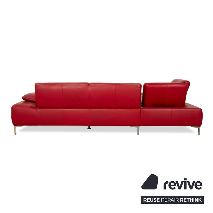Willi Schillig Leder Ecksofa Rot manuelle Funktion Sofa Couch