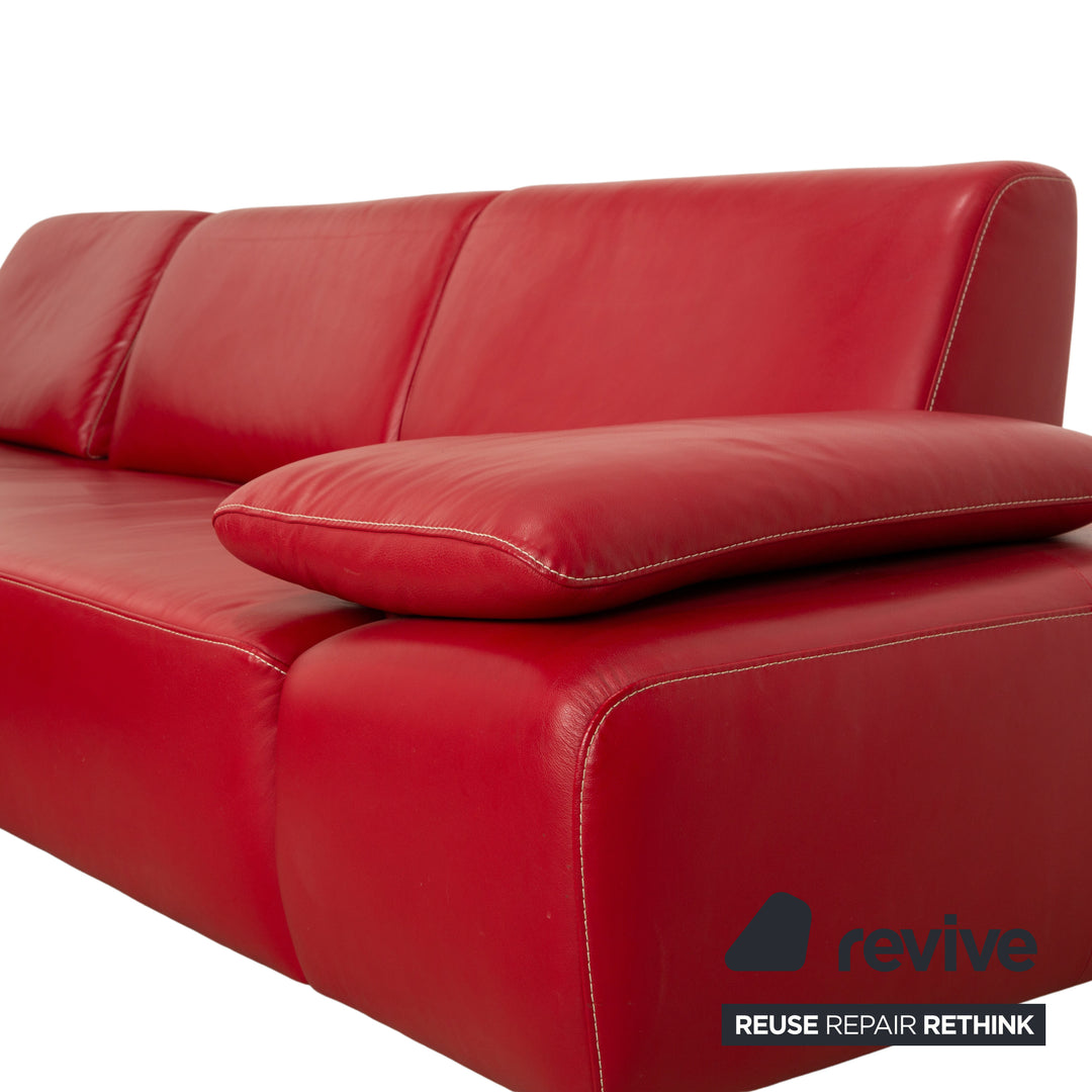 Willi Schillig Leder Ecksofa Rot manuelle Funktion Sofa Couch
