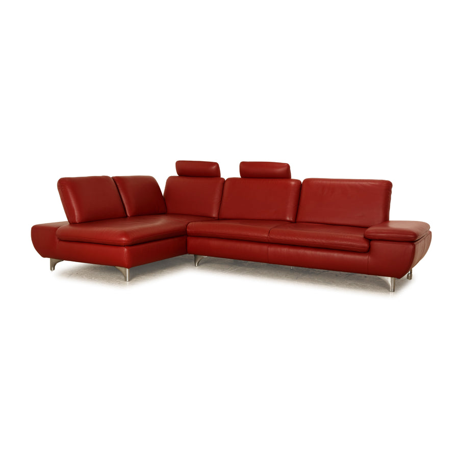 Willi Schillig Leather Corner Sofa Red Recamiere Left Manual Function Sofa Couch
