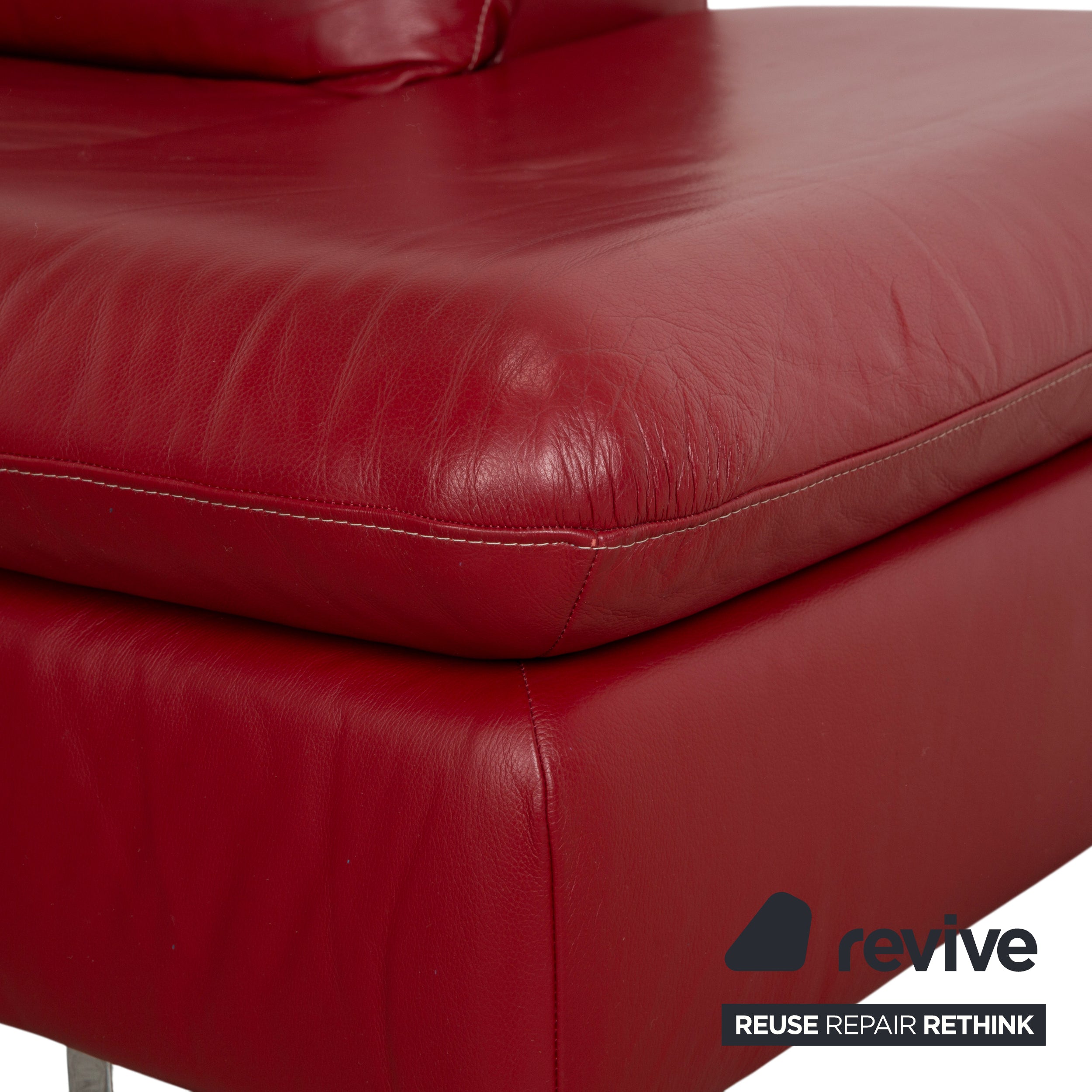 Willi Schillig Leder Chrom Ecksofa Rot Sofa Couch manuelle Funktion