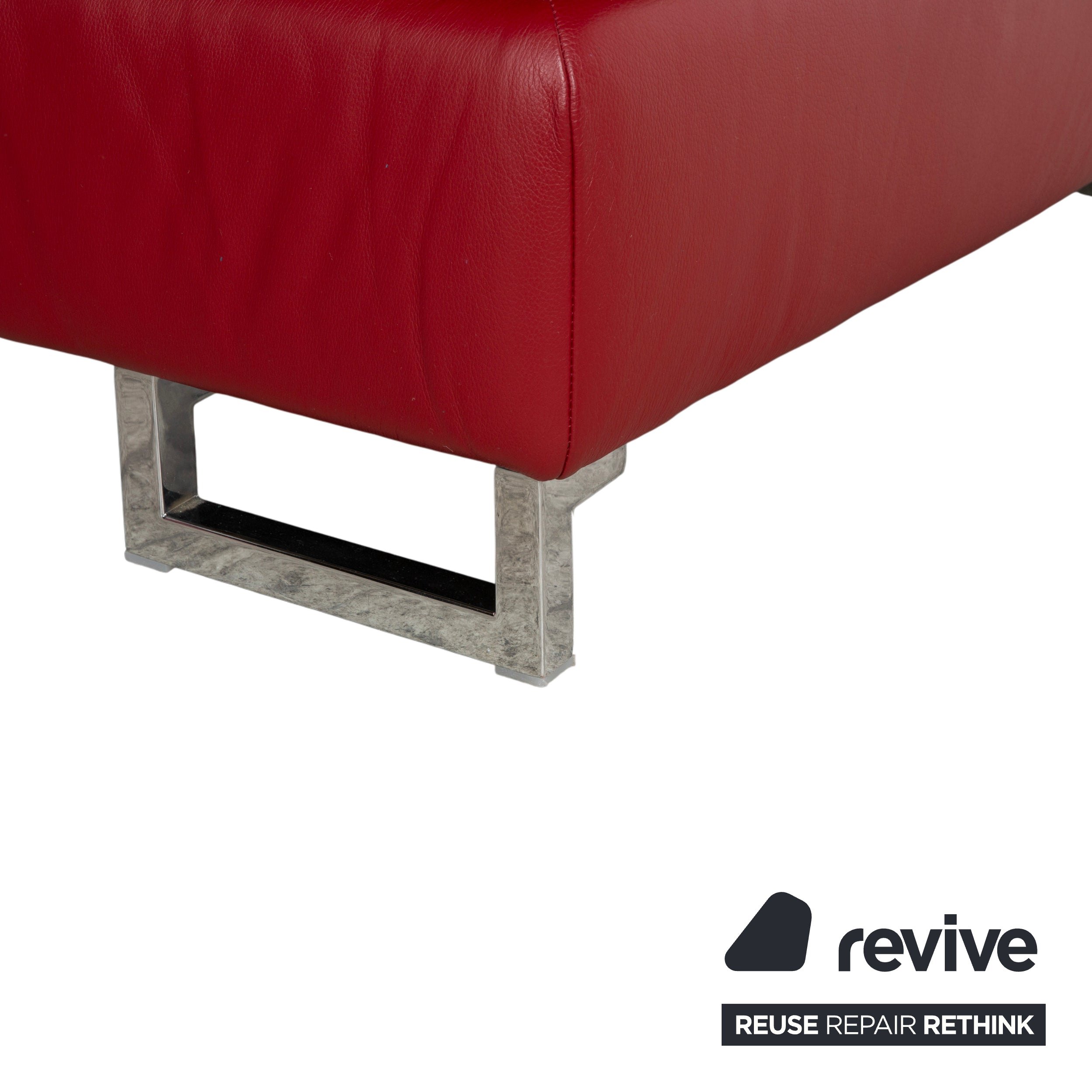 Willi Schillig Leder Chrom Ecksofa Rot Sofa Couch manuelle Funktion