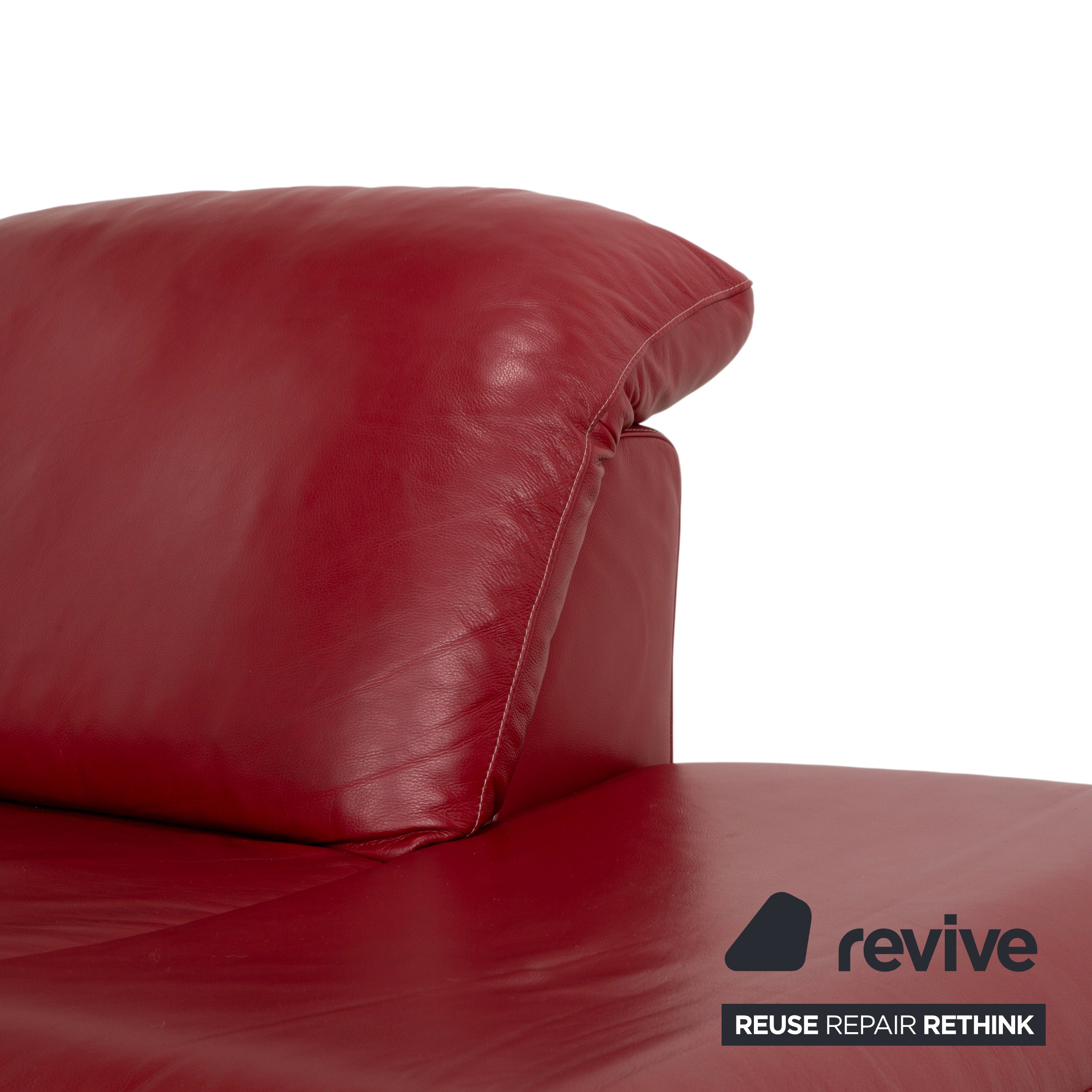 Willi Schillig Leder Chrom Ecksofa Rot Sofa Couch manuelle Funktion