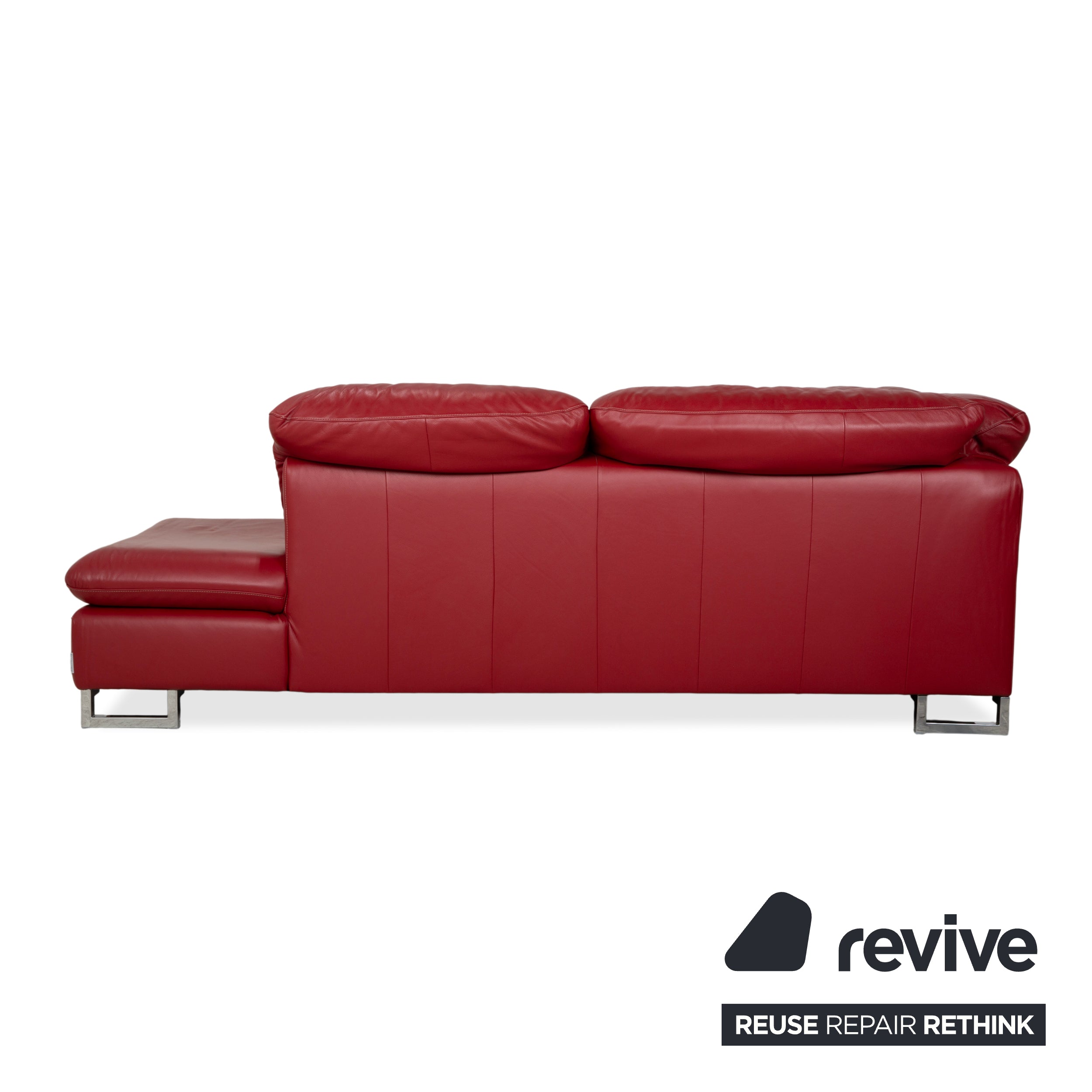 Willi Schillig Leder Chrom Ecksofa Rot Sofa Couch manuelle Funktion