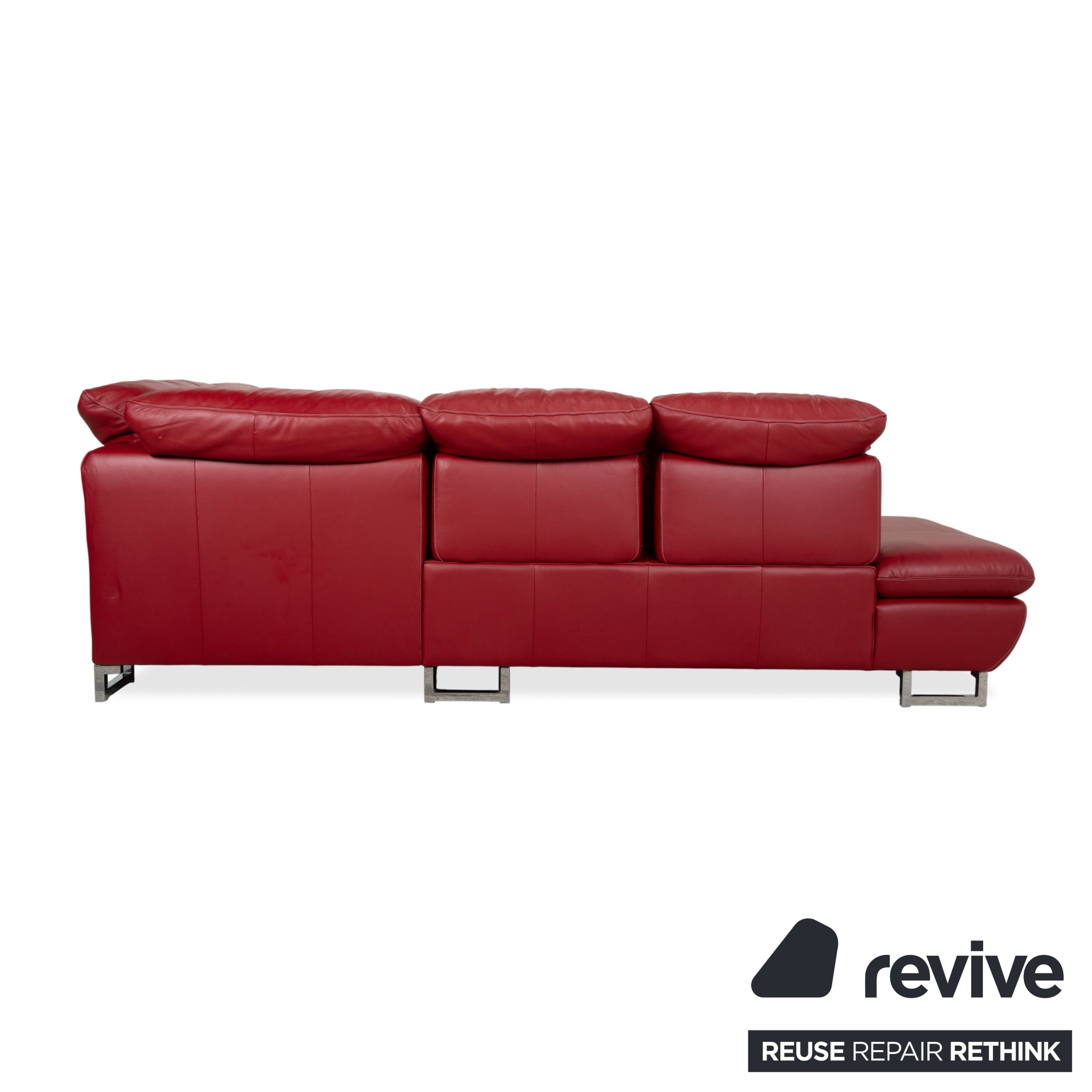 Willi Schillig Leder Chrom Ecksofa Rot Sofa Couch manuelle Funktion
