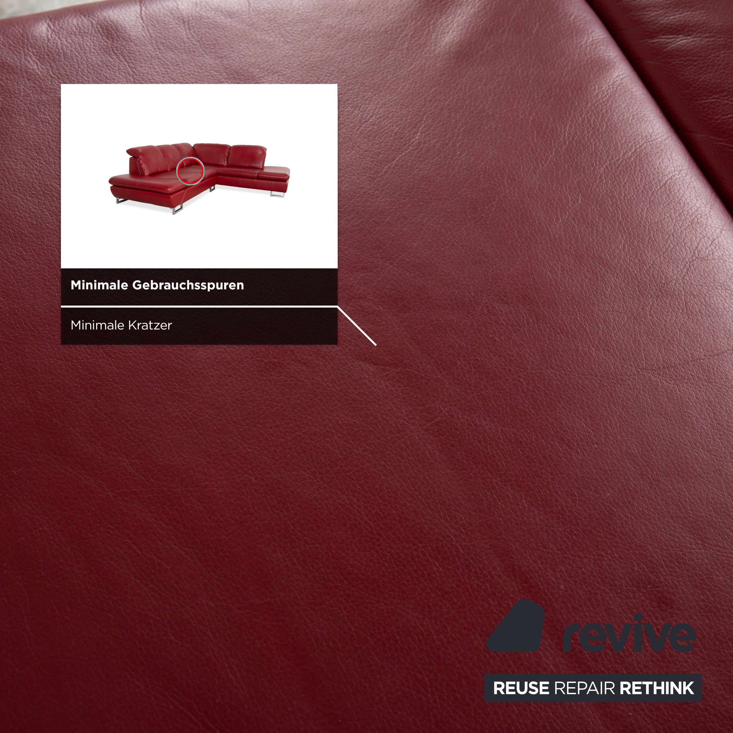 Willi Schillig Leder Chrom Ecksofa Rot Sofa Couch manuelle Funktion