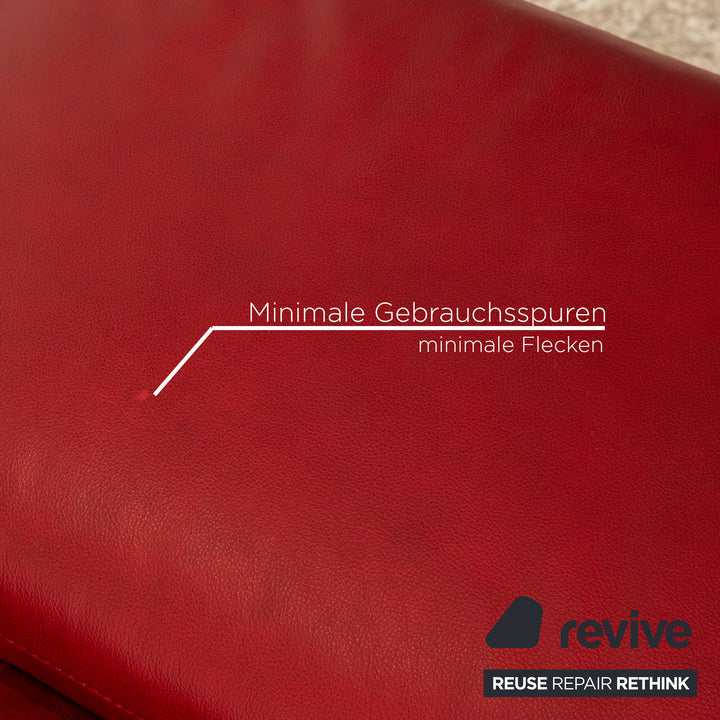 Willi Schillig leather corner sofa red sofa couch manual function chaise longue right