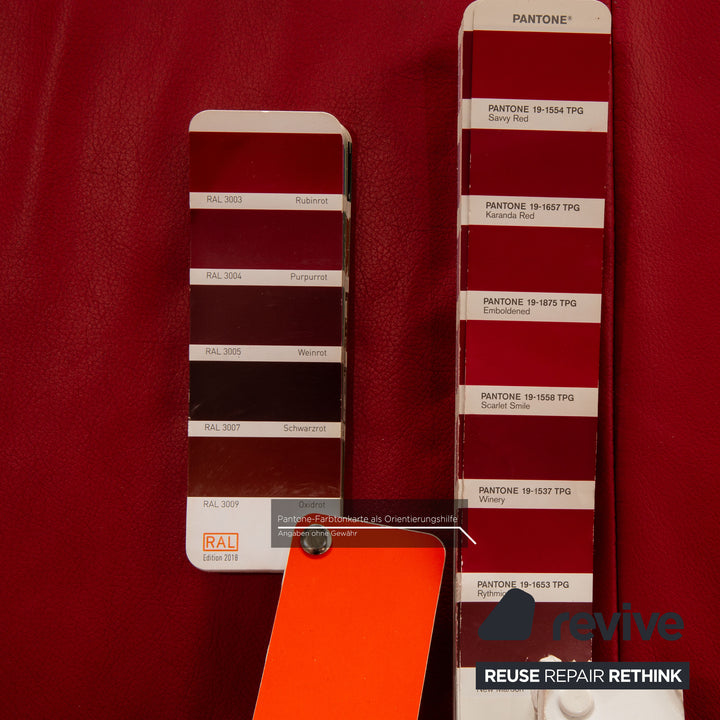 Willi Schillig leather corner sofa red sofa couch manual function chaise longue right