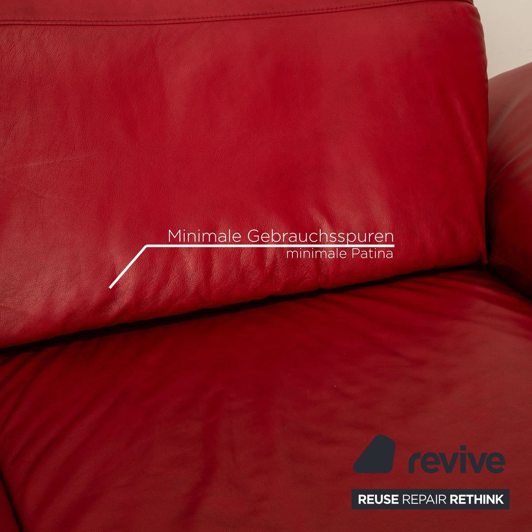 Willi Schillig leather corner sofa red sofa couch manual function chaise longue right