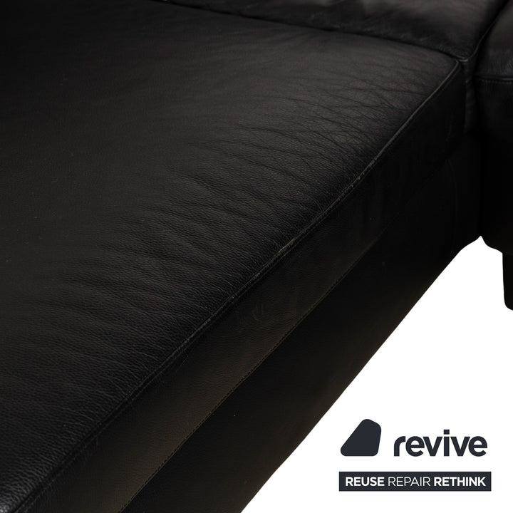 Willi Schillig Leather Corner Sofa Black Manual Function Sofa Couch