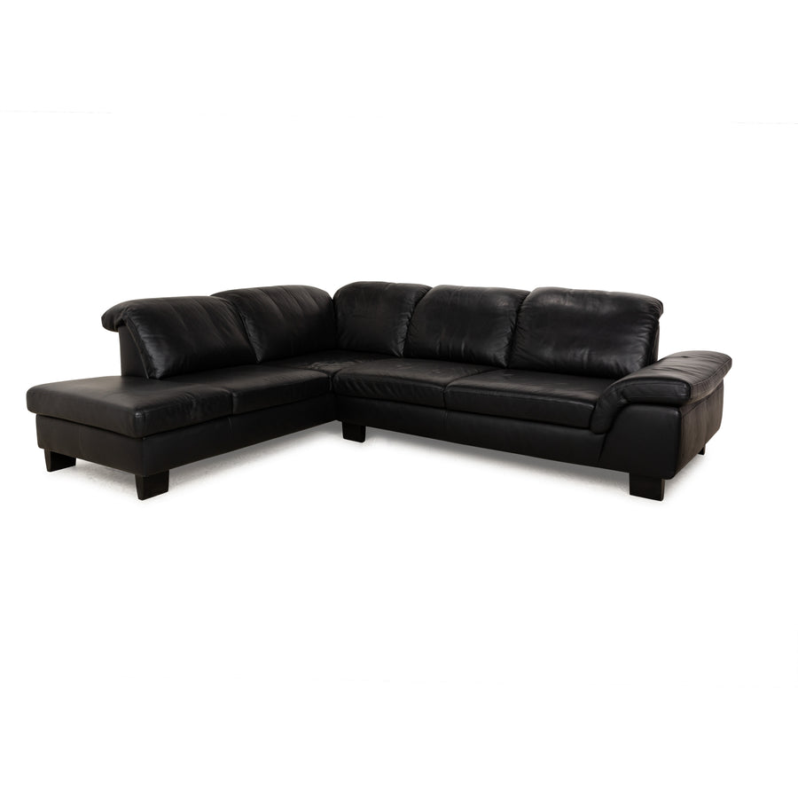 Willi Schillig Leather Corner Sofa Black Manual Function Sofa Couch