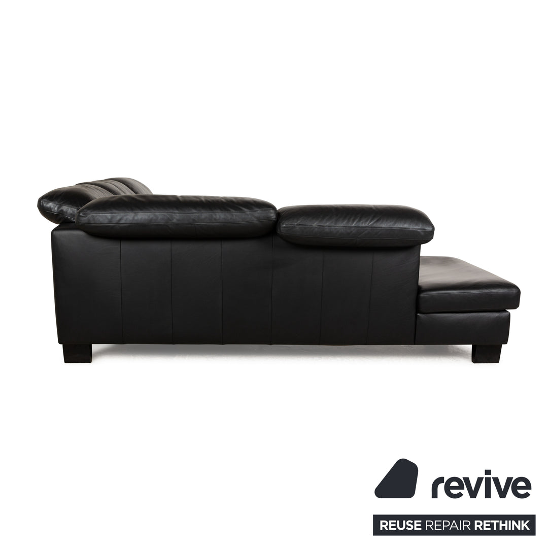 Willi Schillig Leather Corner Sofa Black Manual Function Sofa Couch