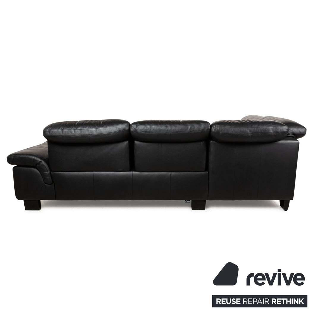 Willi Schillig Leather Corner Sofa Black Manual Function Sofa Couch