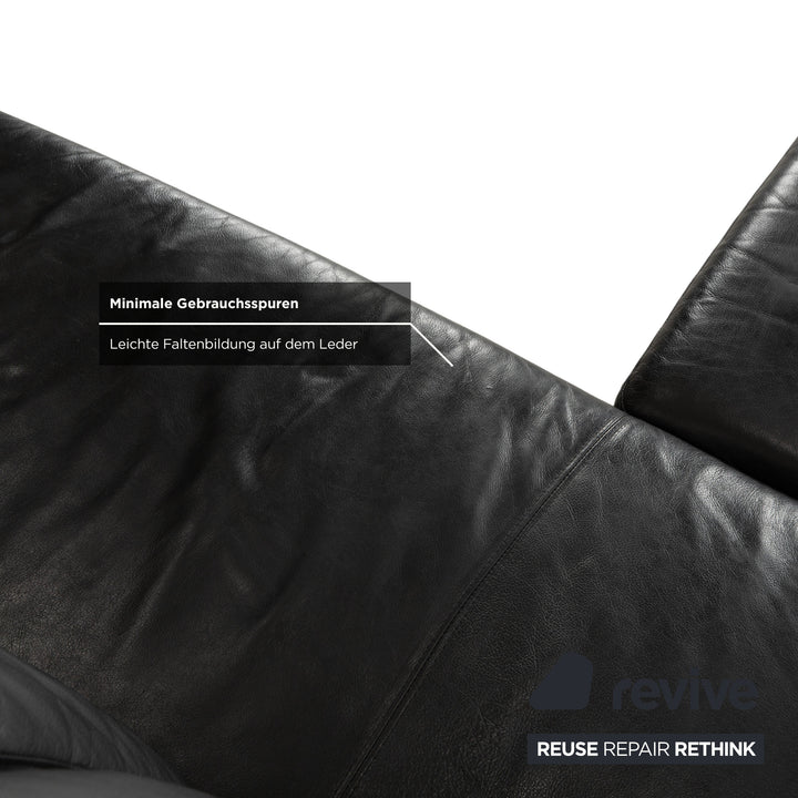 Willi Schillig Leder Ecksofa Schwarz Recamiere rechts Sofa Couch