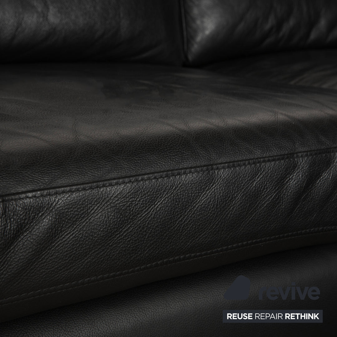 Willi Schillig Leder Ecksofa Schwarz Recamiere rechts Sofa Couch