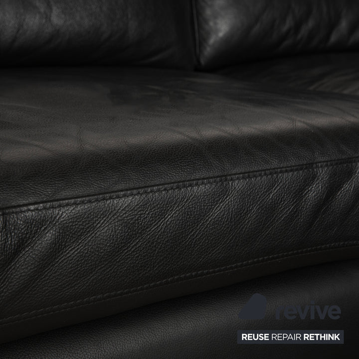 Willi Schillig Leder Ecksofa Schwarz Recamiere rechts Sofa Couch