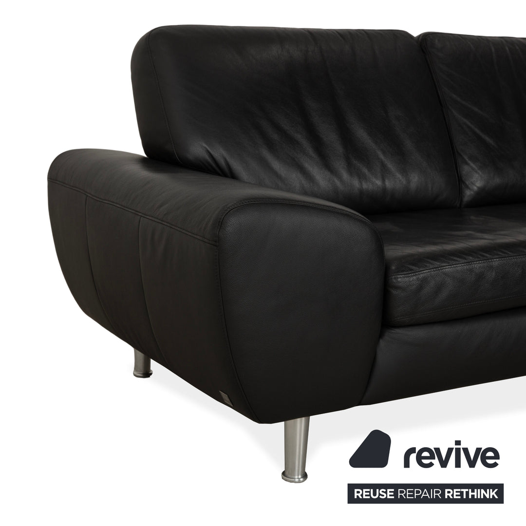 Willi Schillig Leder Ecksofa Schwarz Recamiere rechts Sofa Couch