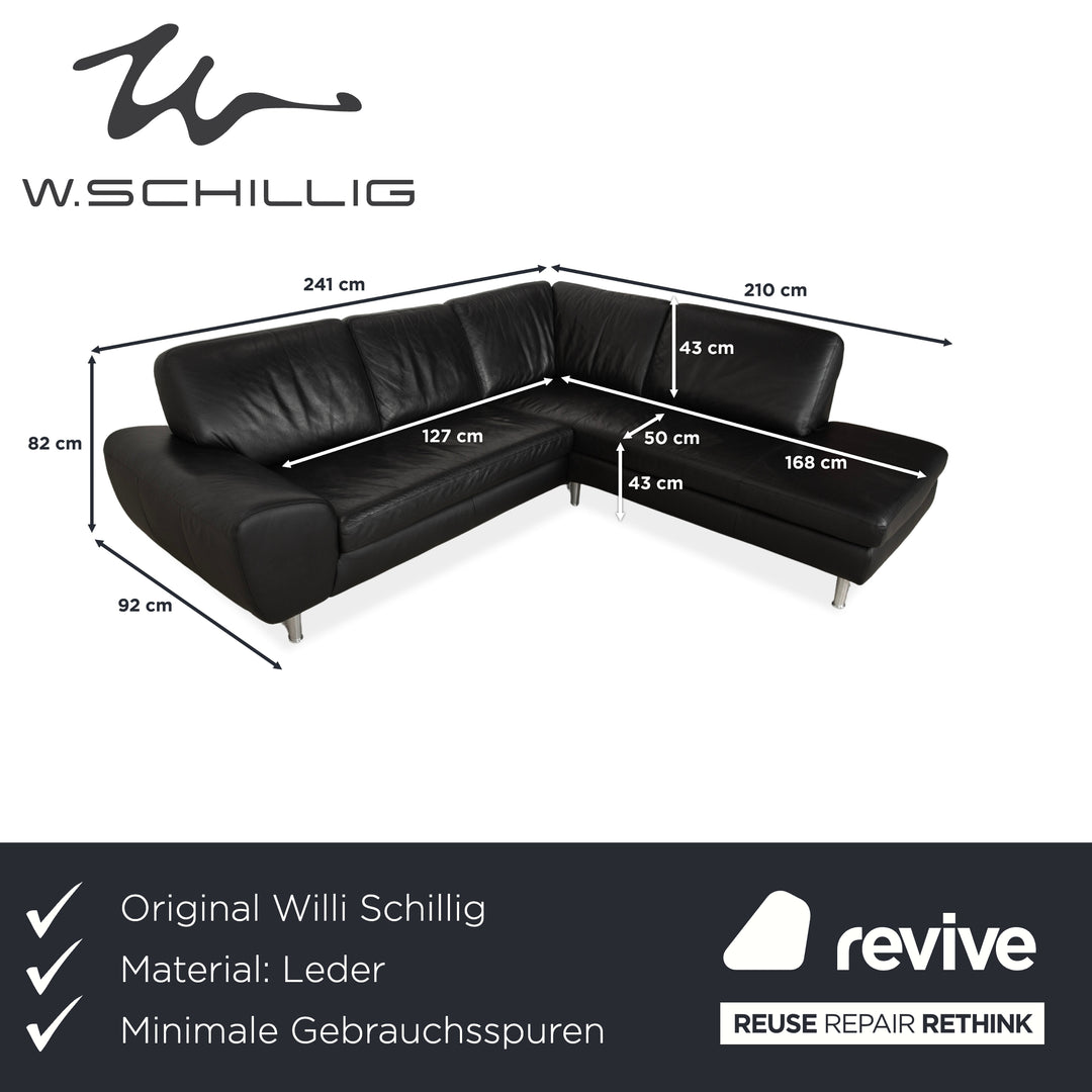Willi Schillig Leder Ecksofa Schwarz Recamiere rechts Sofa Couch
