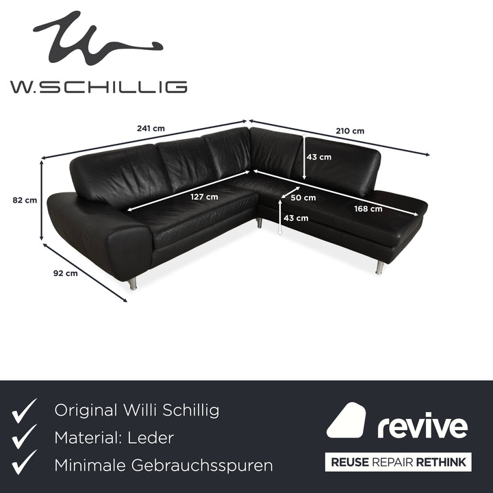 Willi Schillig Leder Ecksofa Schwarz Recamiere rechts Sofa Couch