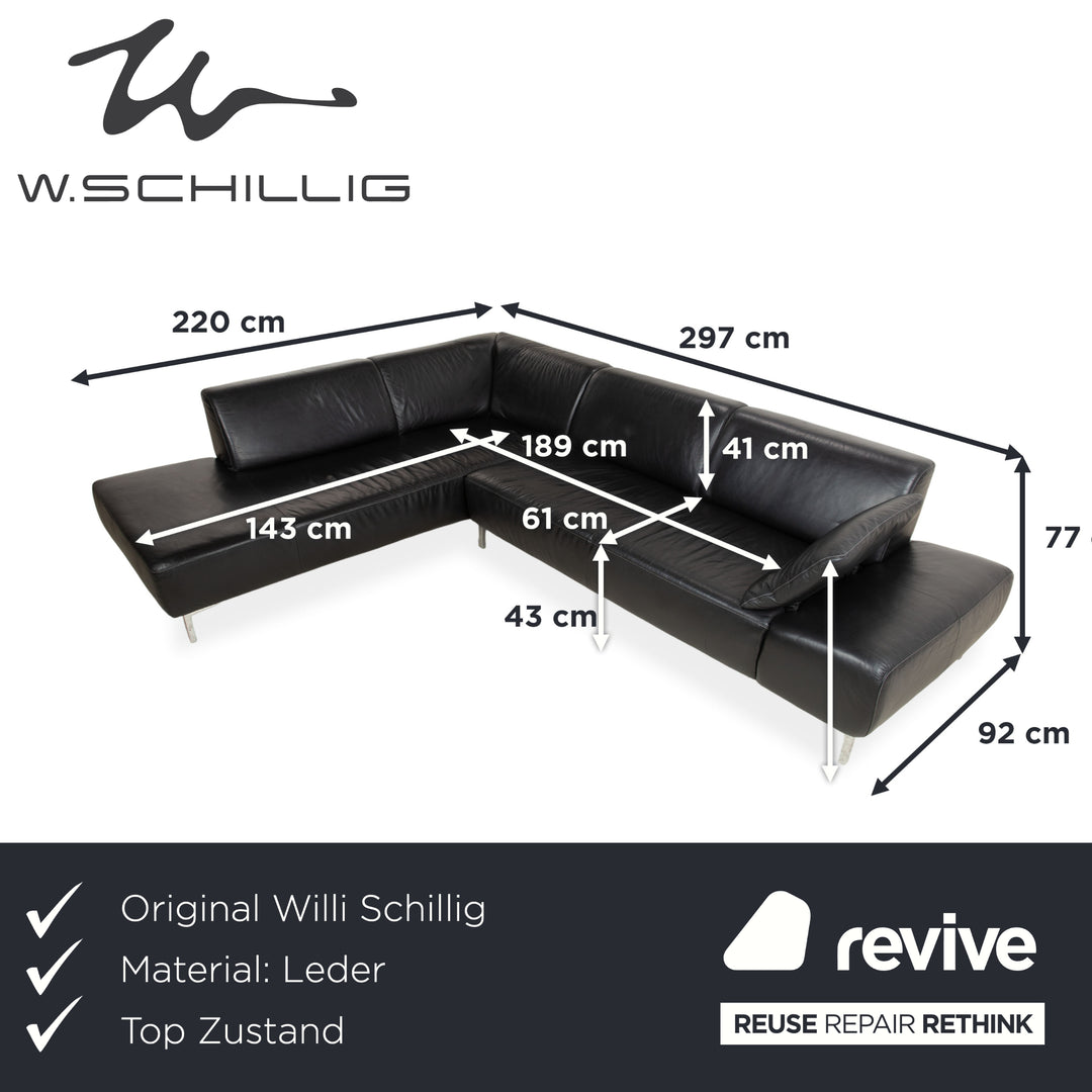 Willi Schillig Leder Ecksofa Schwarz Sofa Couch