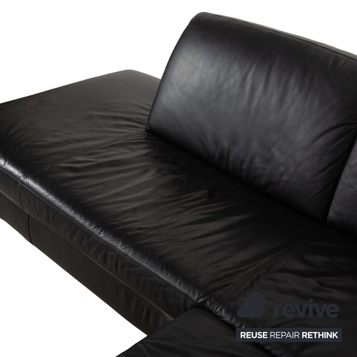 Willi Schillig Canapé d'angle en cuir Noir Canapé Canapé