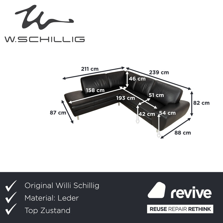 Willi Schillig Leder Ecksofa Schwarz Sofa Couch
