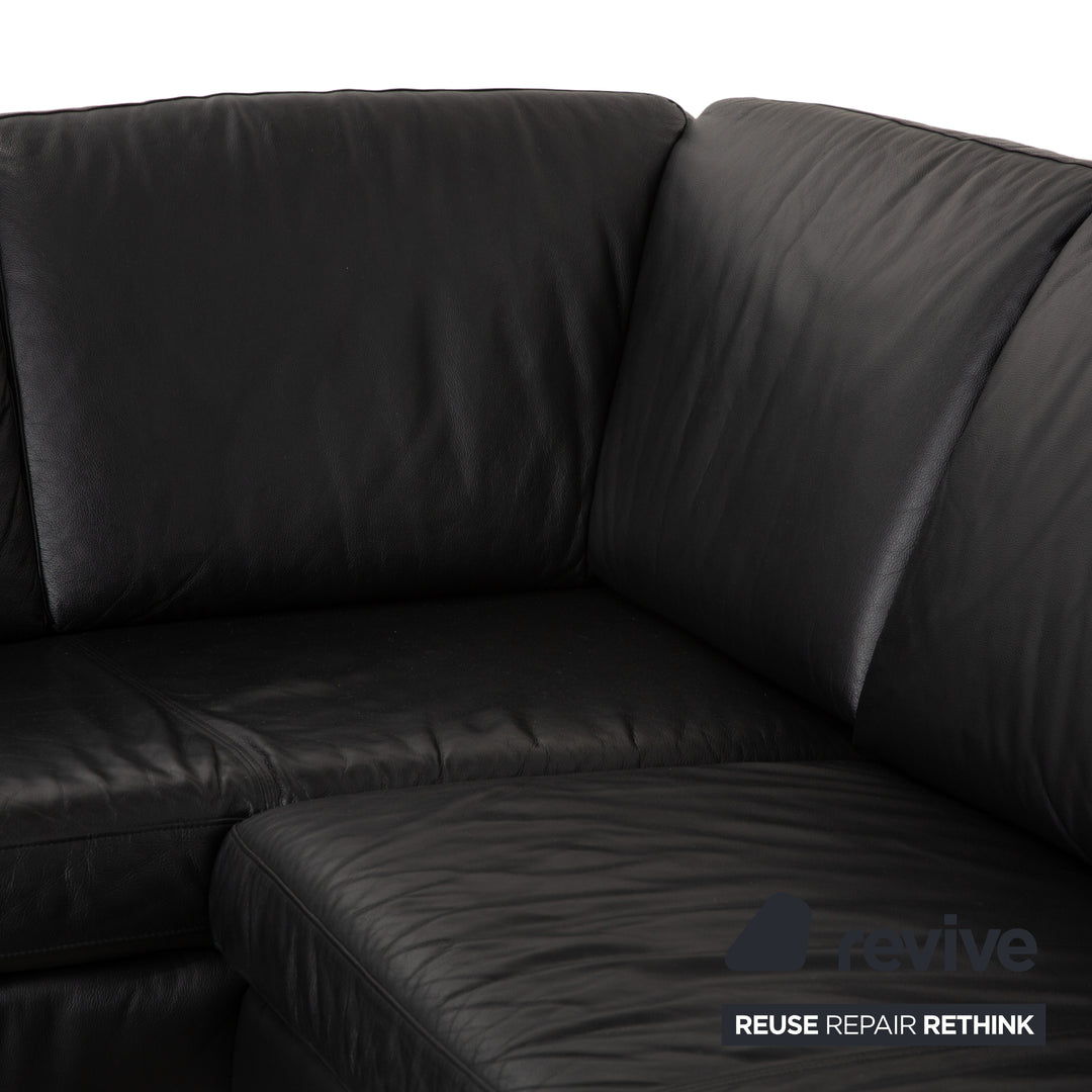 Willi Schillig Canapé d'angle en cuir Noir Canapé Canapé