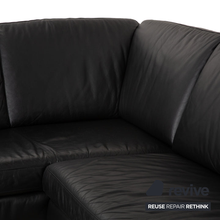 Willi Schillig Canapé d'angle en cuir Noir Canapé Canapé