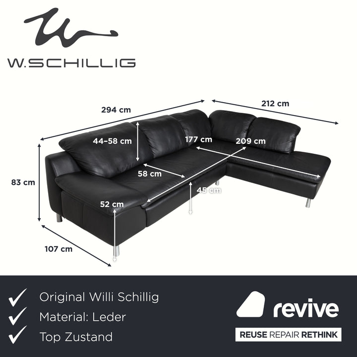 Willi Schillig Leather Corner Sofa Black Sofa Couch