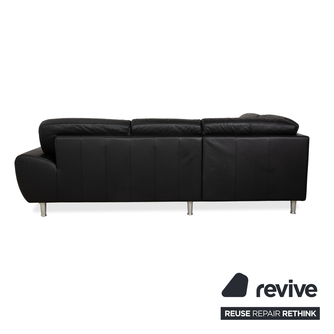 Willi Schillig Canapé d'angle en cuir Noir Canapé Canapé