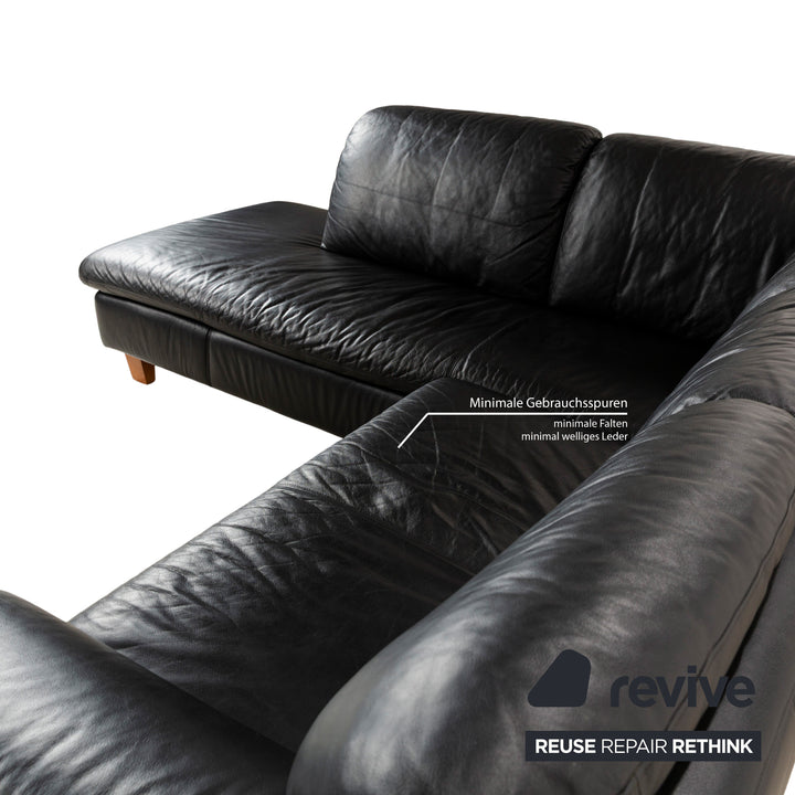 Willi Schillig Leather Corner Sofa Black Sofa Couch