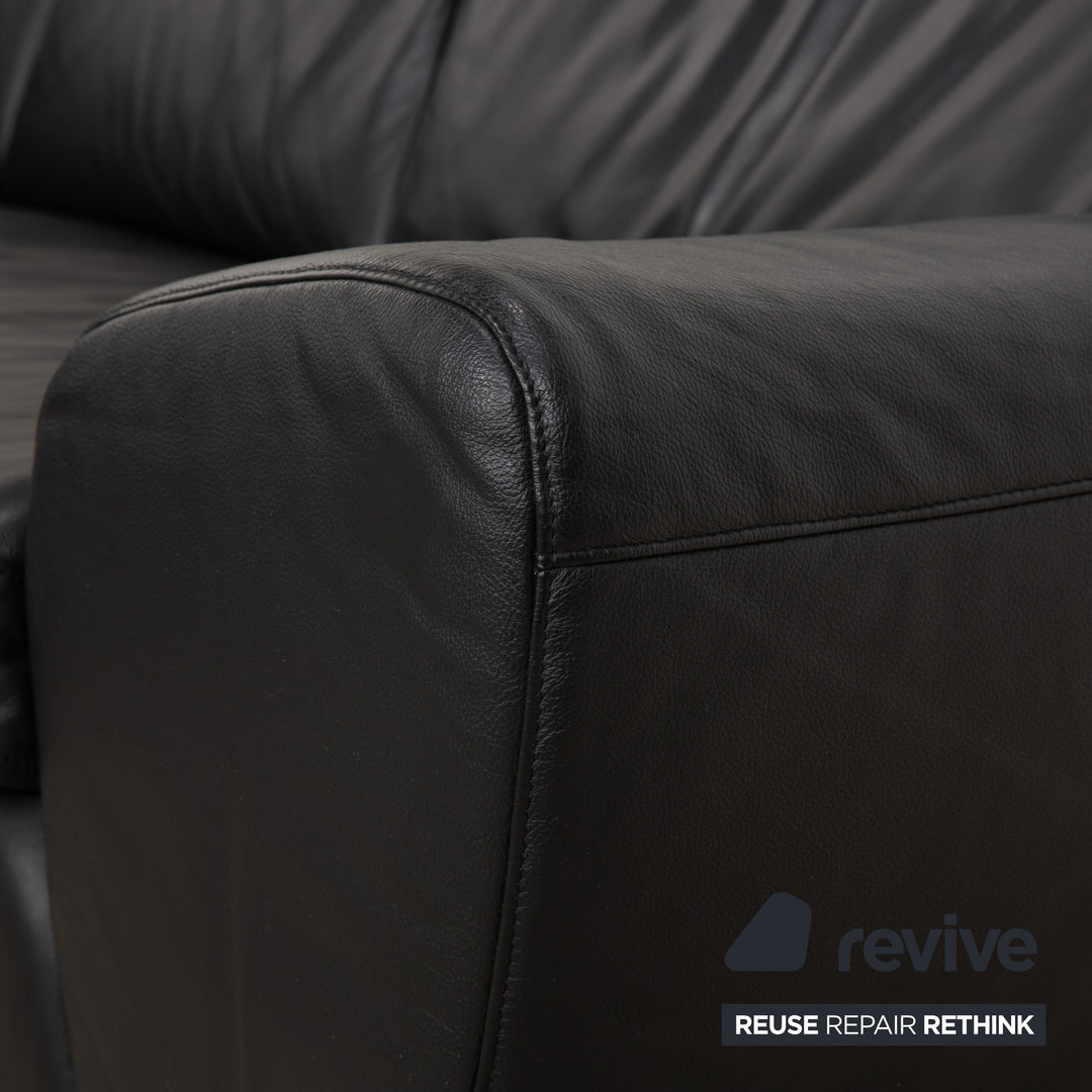 Willi Schillig Canapé d'angle en cuir Noir Canapé Canapé