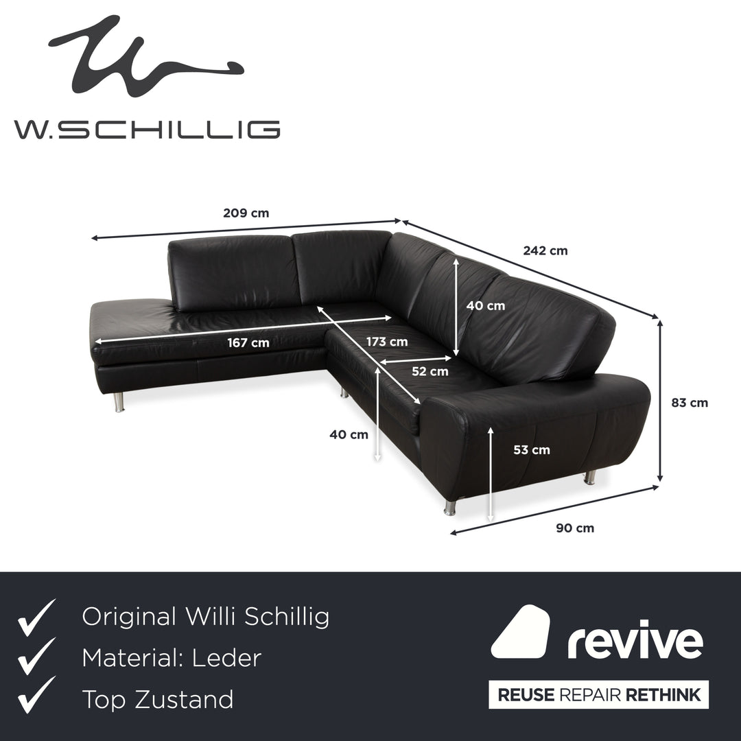 Willi Schillig Canapé d'angle en cuir Noir Canapé Canapé