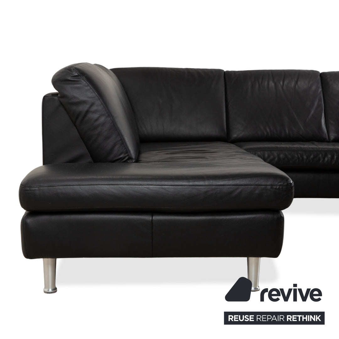 Willi Schillig Canapé d'angle en cuir Noir Canapé Canapé