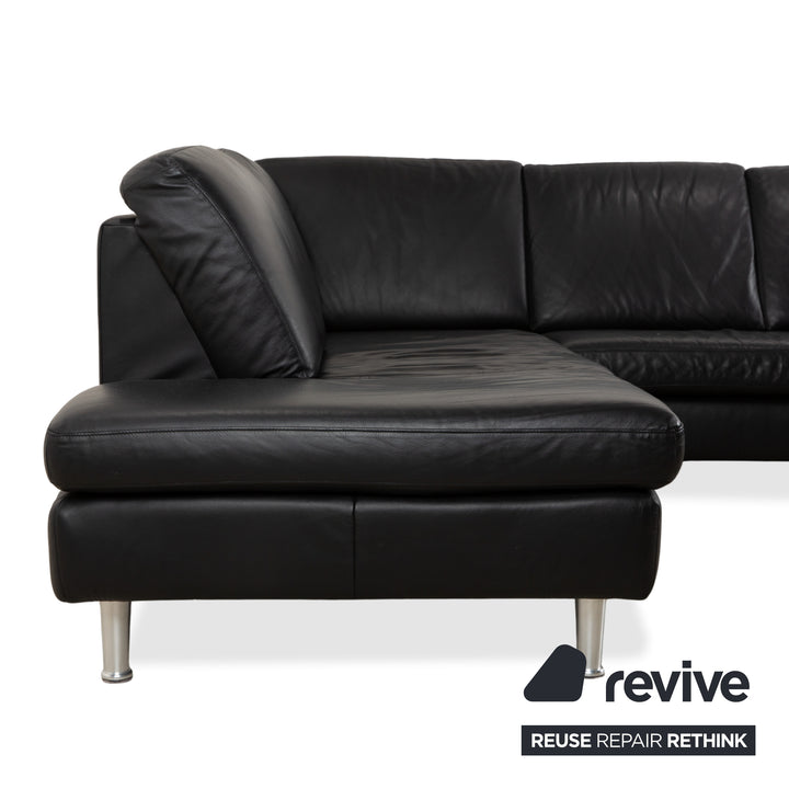 Willi Schillig Canapé d'angle en cuir Noir Canapé Canapé