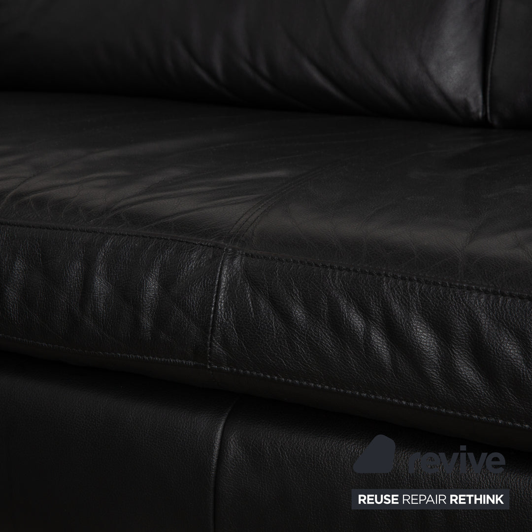 Willi Schillig Canapé d'angle en cuir Noir Canapé Canapé