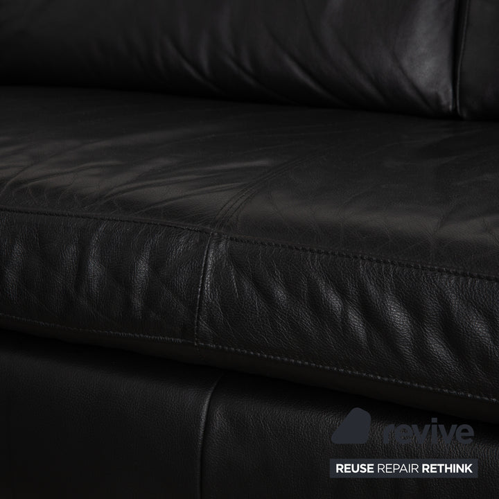 Willi Schillig Canapé d'angle en cuir Noir Canapé Canapé