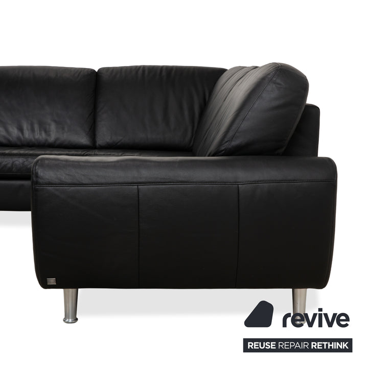 Willi Schillig Canapé d'angle en cuir Noir Canapé Canapé