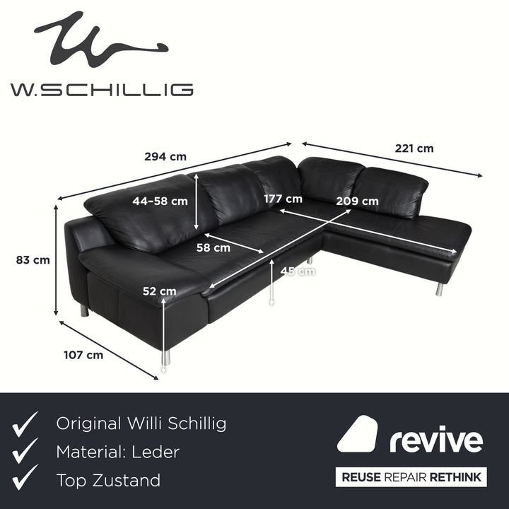 Willi Schillig Leder Ecksofa Schwarz Sofa Couch